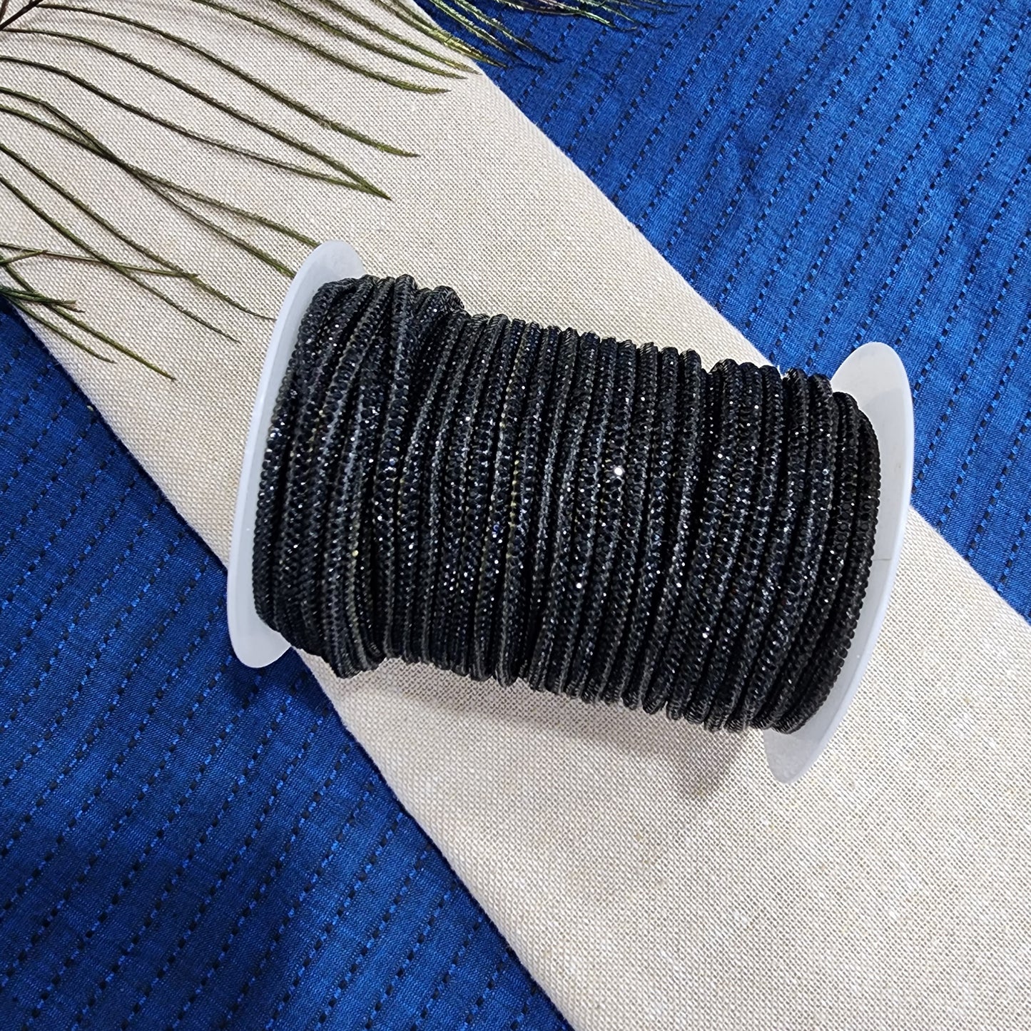Mohan Shoppe Crystal Rhinestone Shiny Glitter Rope Chain String Rhinestone Cord Trim Package of  1 Meter