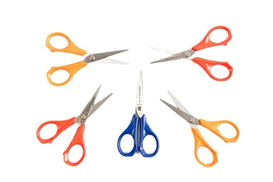 Mohan Shoppe MUNIX Small Plastic Tailor Shears Embroidery Scissors Small Scissors Thread Scissors Plastic Plus Long Handle Elbow Pointed Scissors Pack Of 5 Pieces