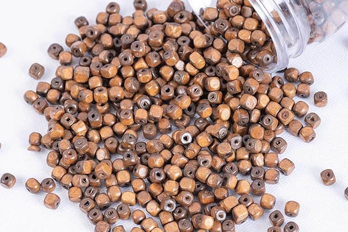 Brown Cubical Wooden Beads Package of 100 Grams