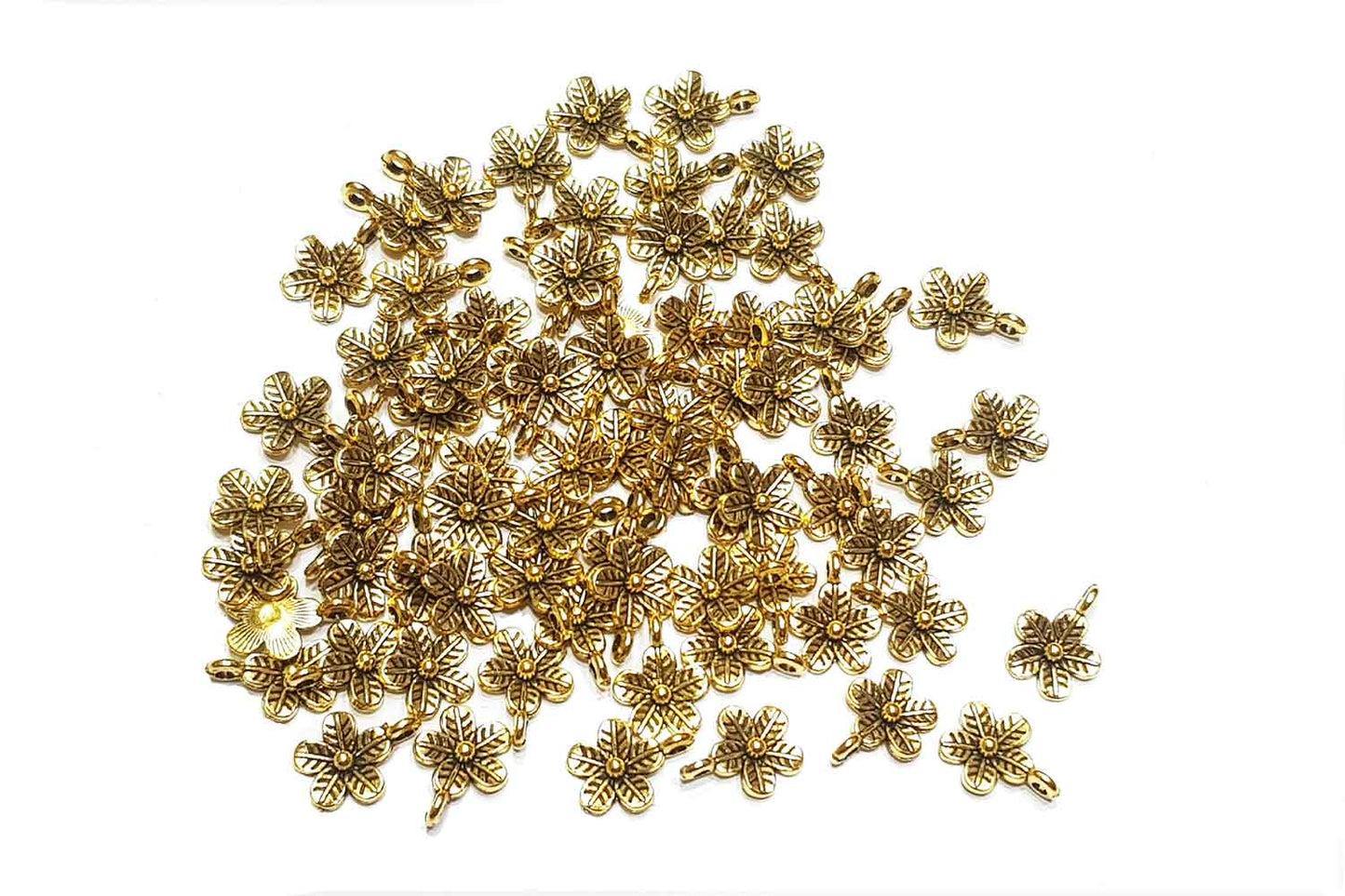 Golden Color Flower shape Metal Charms Package of 100 grams