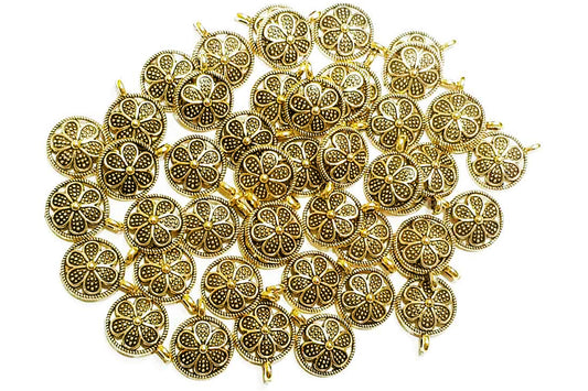 Golden Mehandi Polish Round Metal Charms Package of 100 grams