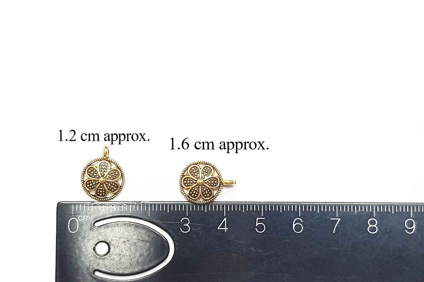 Golden Mehandi Polish Round Metal Charms Package of 100 grams