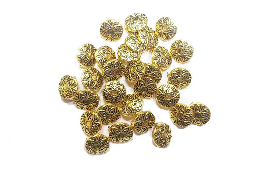 Golden Round Shape Mehandi Polish Metal Charms Package of 100 grams