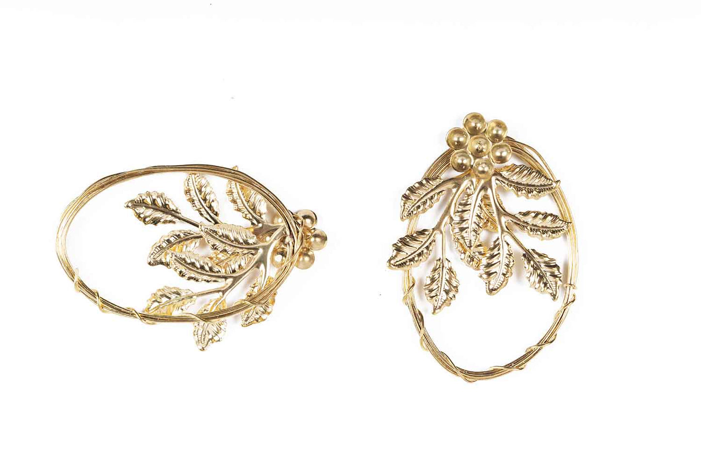 Light Golden Fancy Oval Metal Charms Package of 3 Pieces