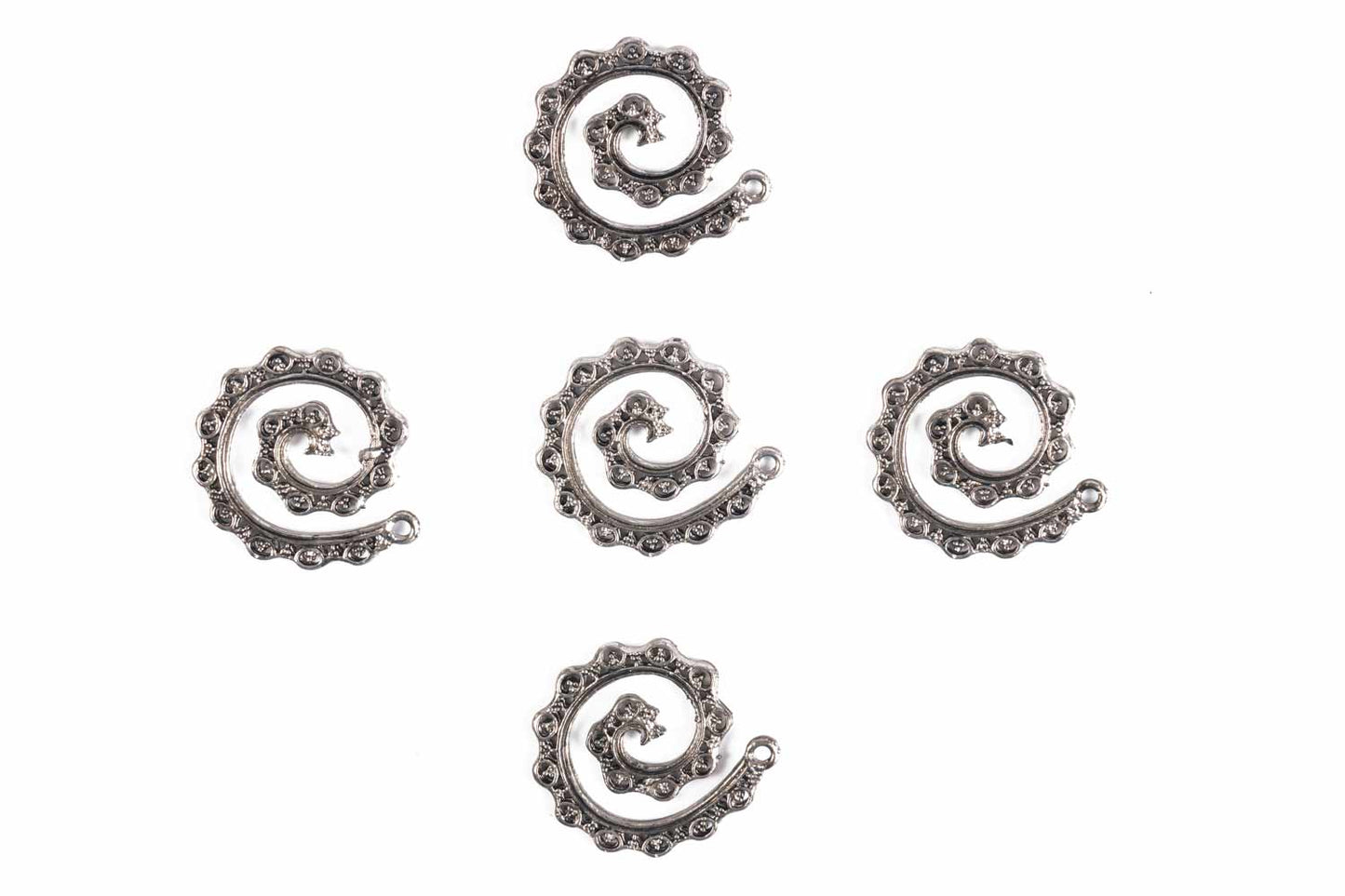 Metallic Gray Designer Spiral Charms Package of 5 Pieces