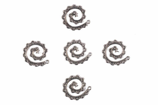 Metallic Gray Designer Spiral Charms Package of 5 Pieces