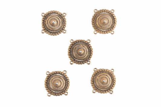 Antique Designer Mehandi Polish Round Charms Pendant Package of 5 Pieces