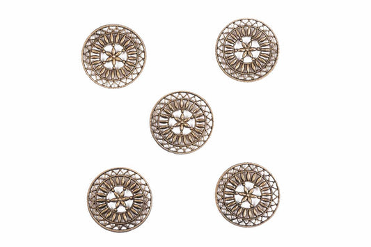 Antique Designer Mehandi Polish Round Charms Package of 5 Pieces
