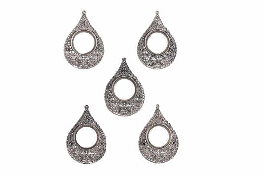 silver Designer Drop Charms Package of 5 Pieces