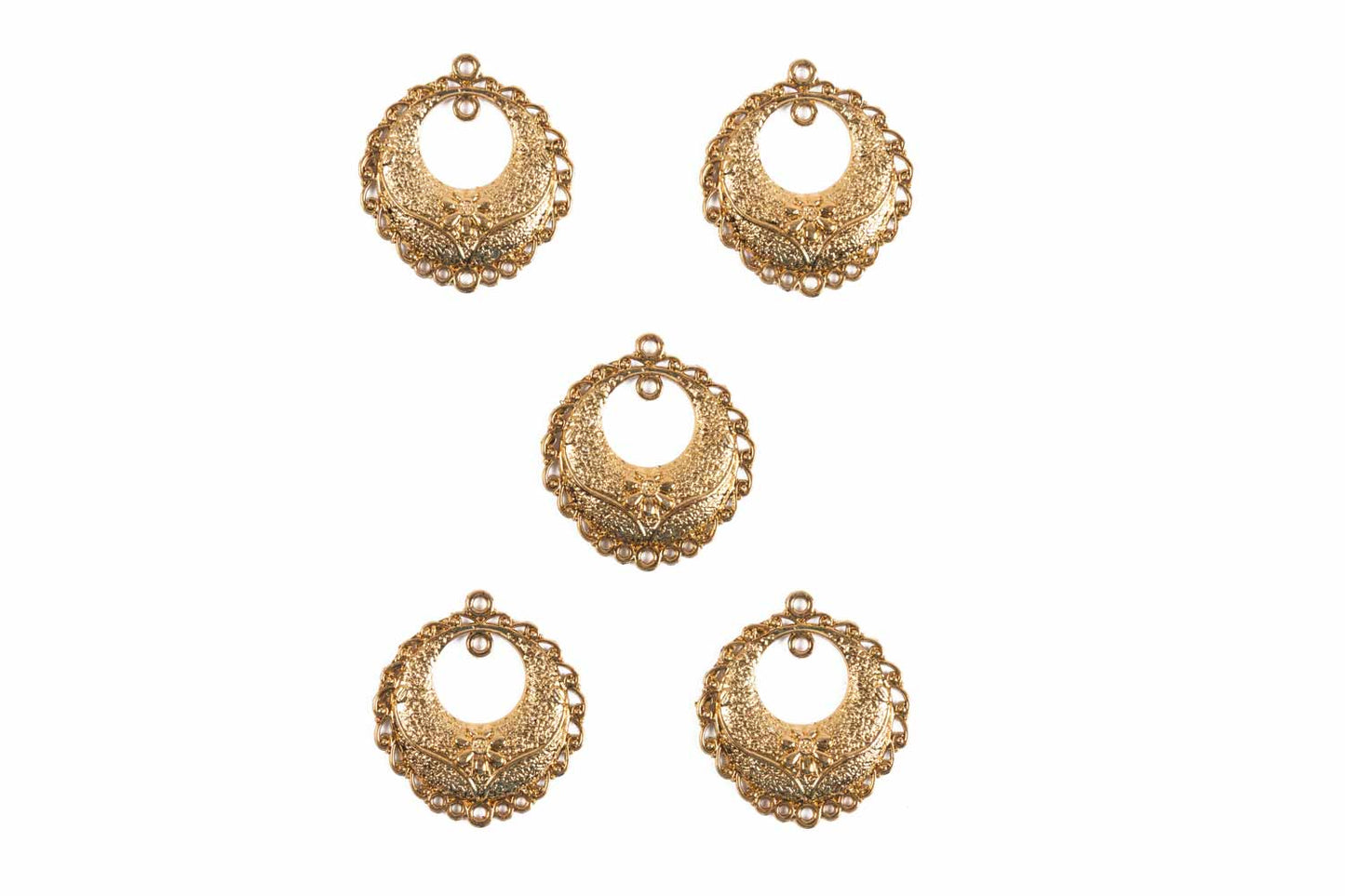 Golden Designer Round Charms Lucky Charm Package of 5 Pieces