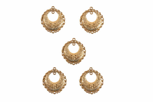 Golden Designer Round Charms Lucky Charm Package of 5 Pieces