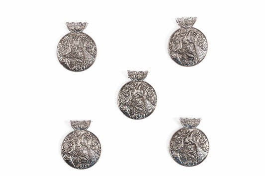 Silver Designer Round Charms Package of 5 Pieces