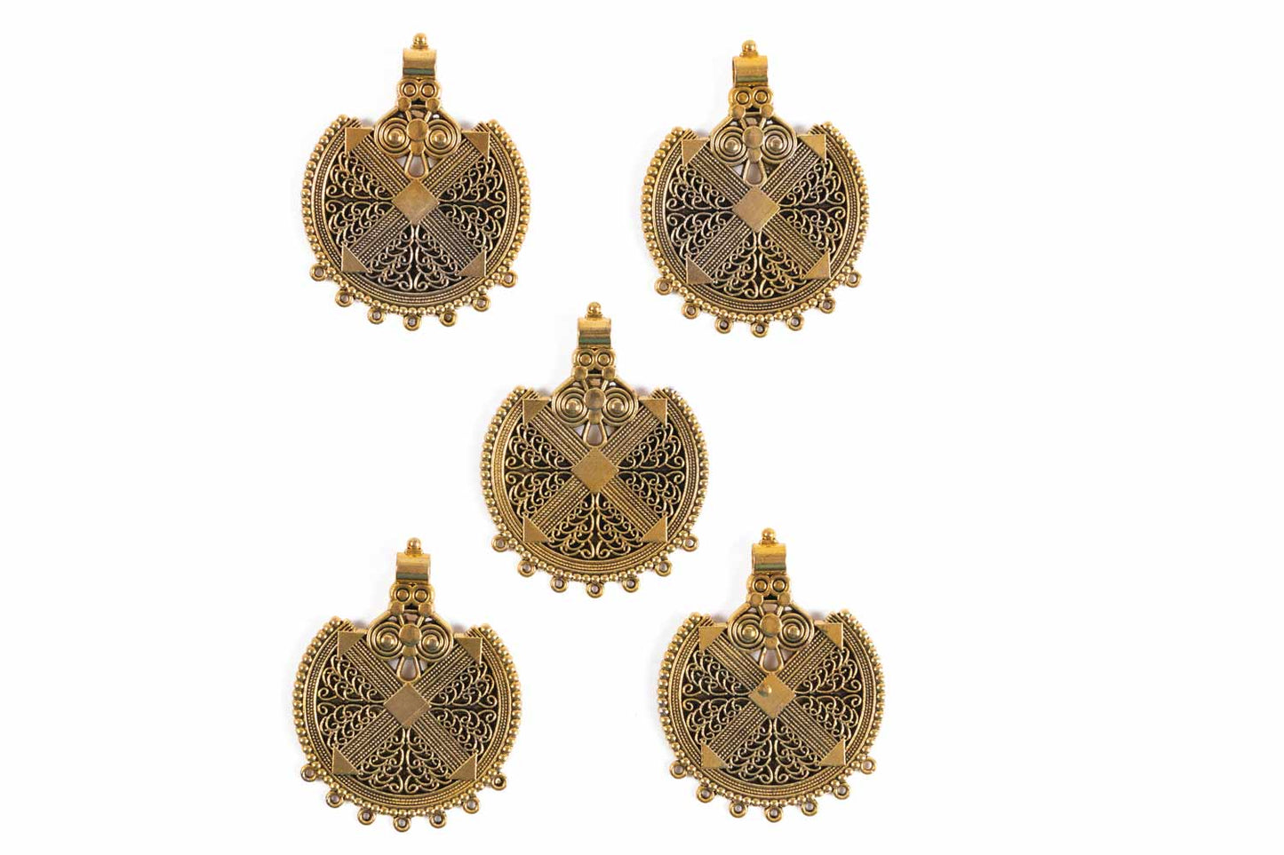 Antique Golden Mehandi Polish Assorted Charms Package of 5 Pieces