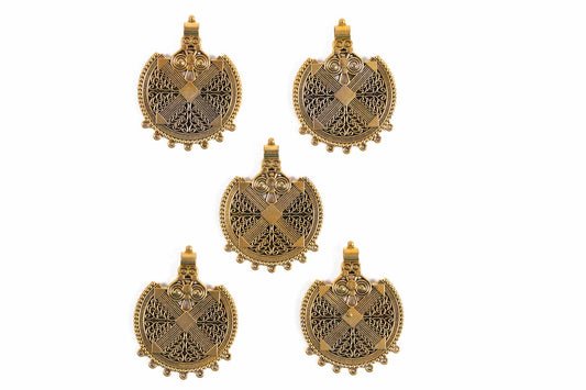 Antique Golden Mehandi Polish Assorted Charms Package of 5 Pieces