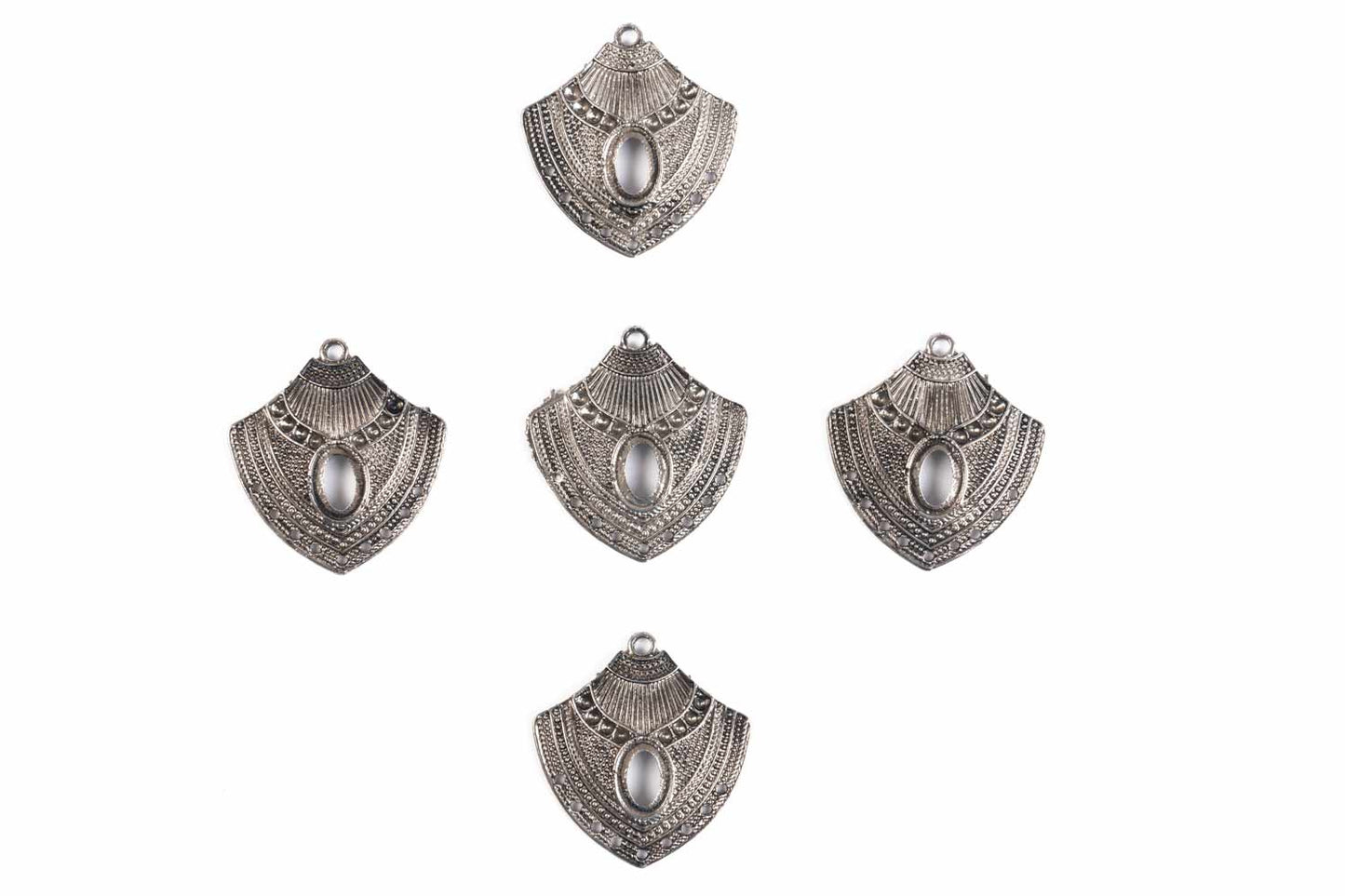 Metallic Gray Designer Necklace Charms Package of 5 Pieces
