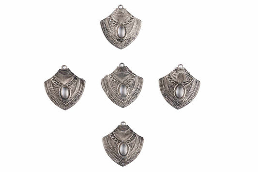 Metallic Gray Designer Necklace Charms Package of 5 Pieces