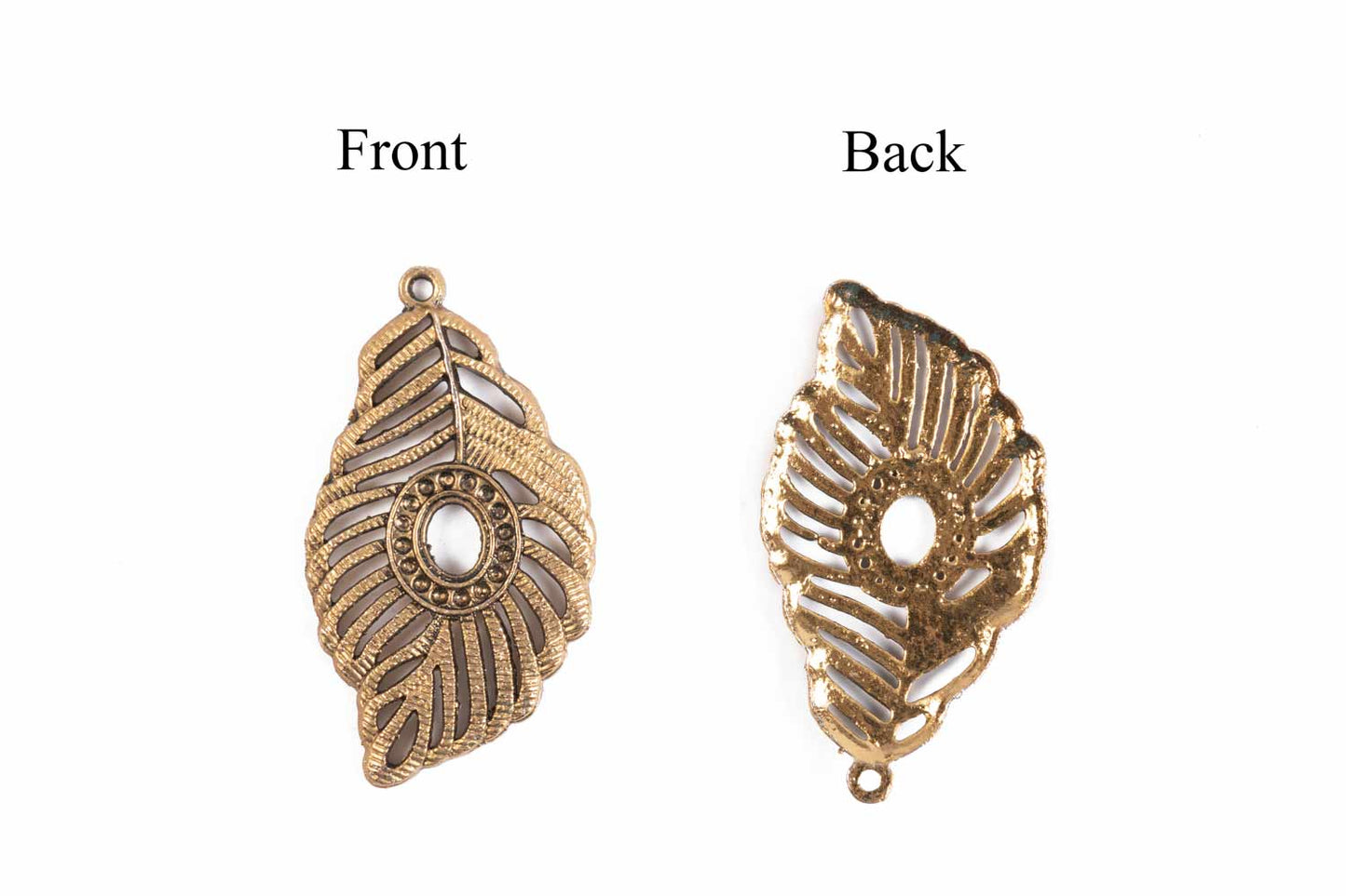 Antique Golden Mehandi Polish Leaf Charms Package of 5 Pieces