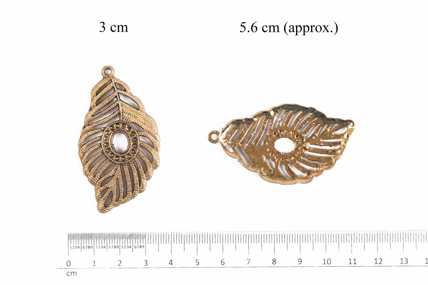 Antique Golden Mehandi Polish Leaf Charms Package of 5 Pieces