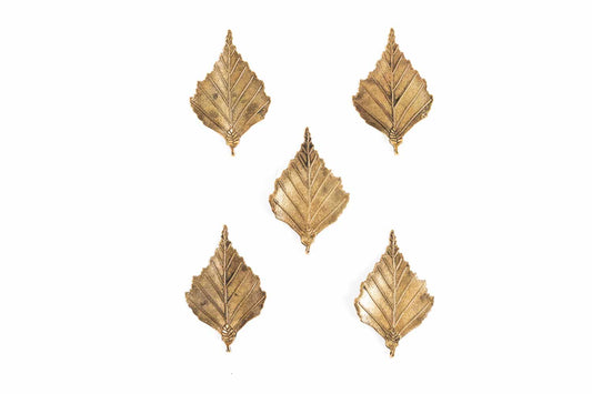 Antique Golden Fancy Leaf Charms Package of 5 Pieces