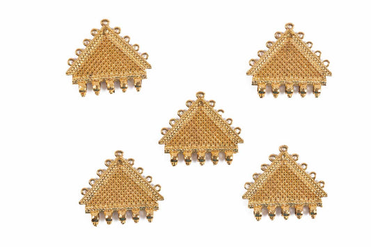 Antique Golden Triangular Charms Pendant Package of 5 Pieces