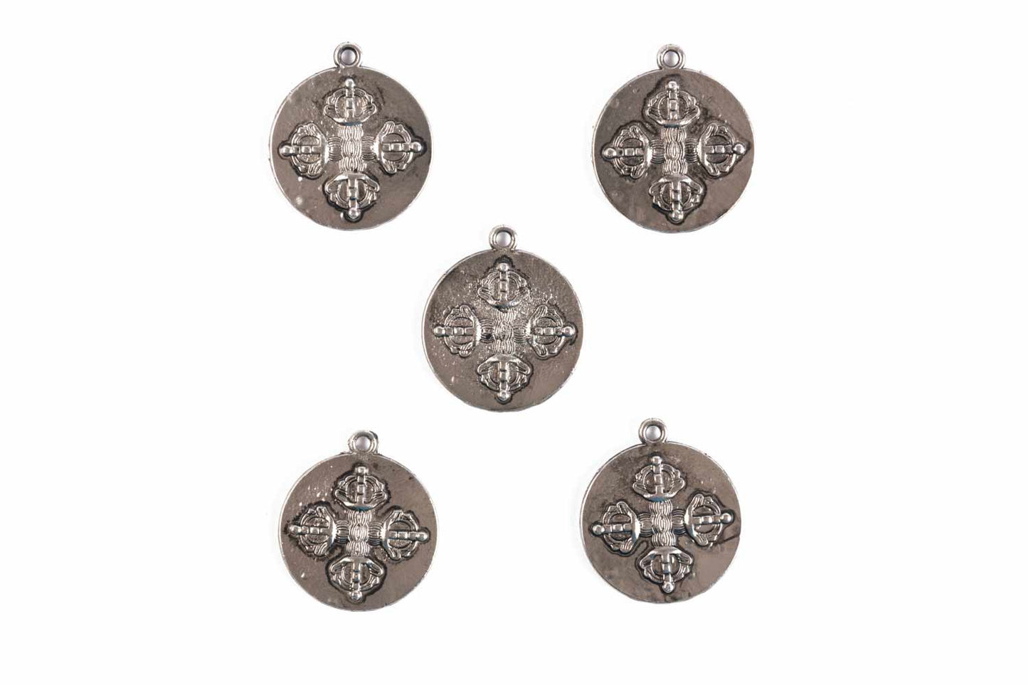 Silver Fancy Round Charms Package of 5 Pieces
