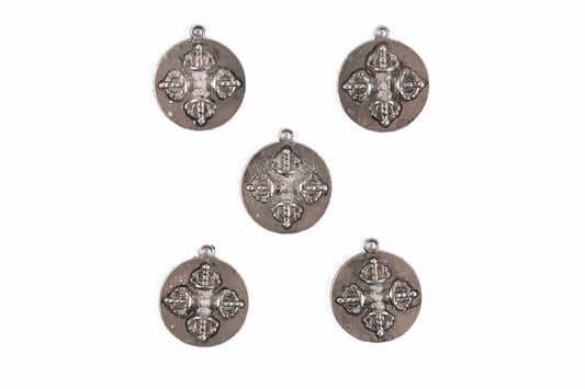 Silver Fancy Round Charms Package of 5 Pieces