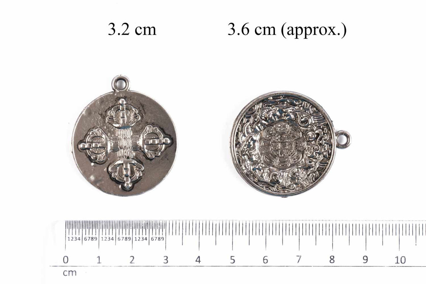 Silver Fancy Round Charms Package of 5 Pieces