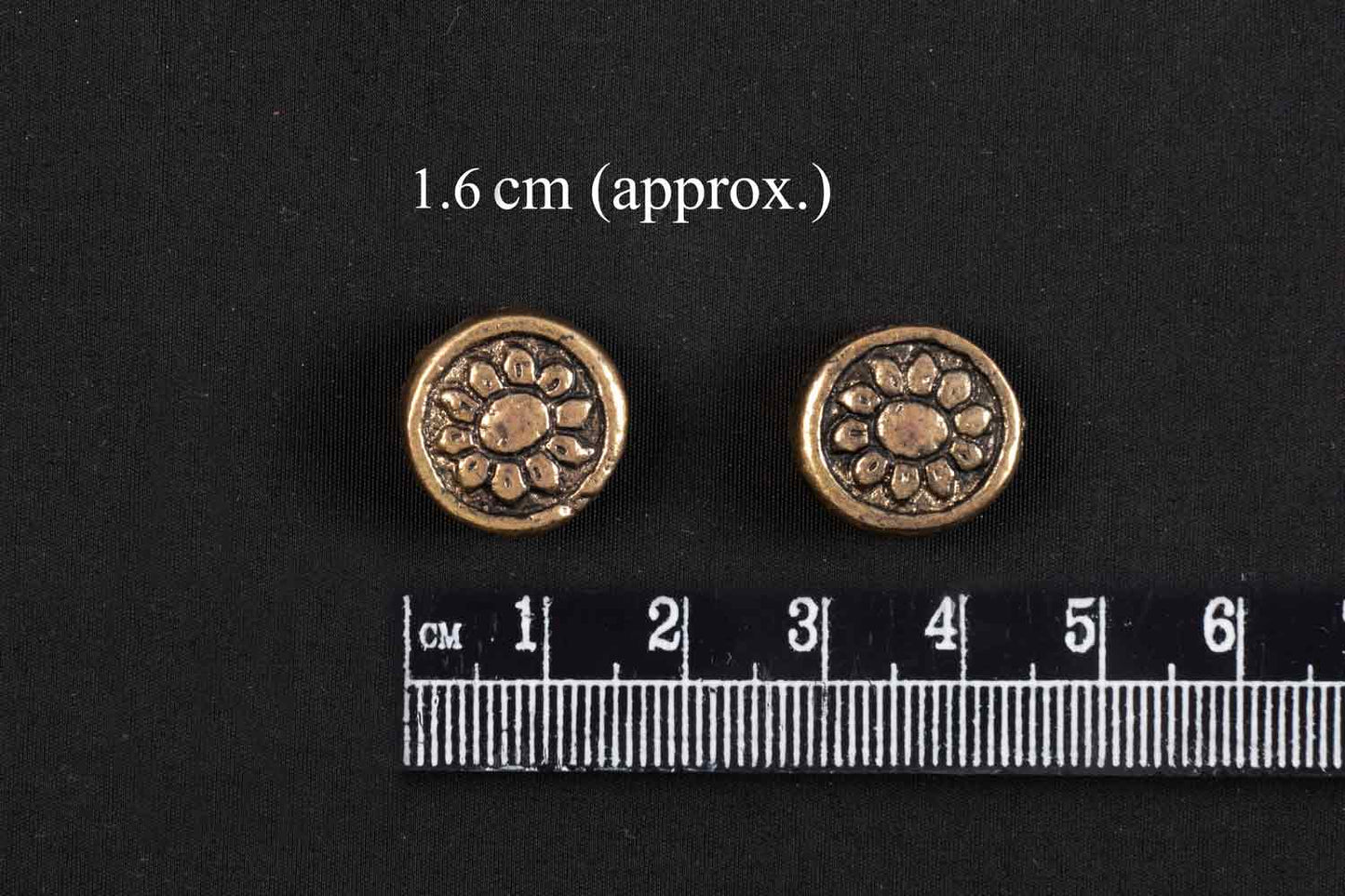 Antique Golden Round Mehandi Polish Metal Charms Package of 10 Pieces