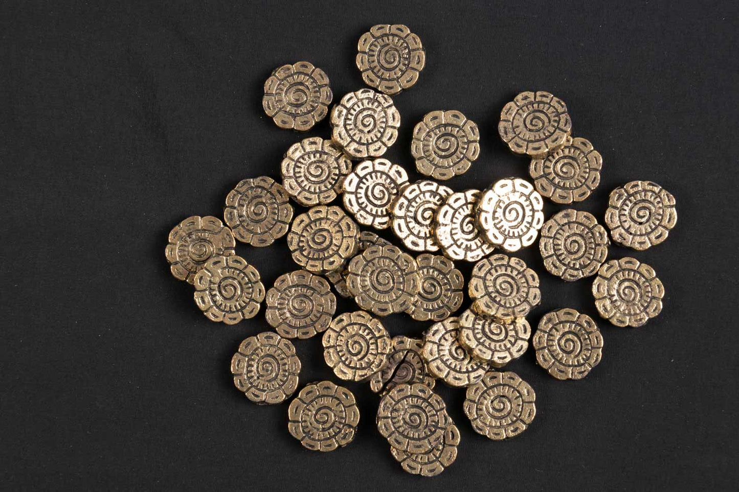 Antique Golden Flower Mehandi Polish Metal Charms Package of 10 Pieces