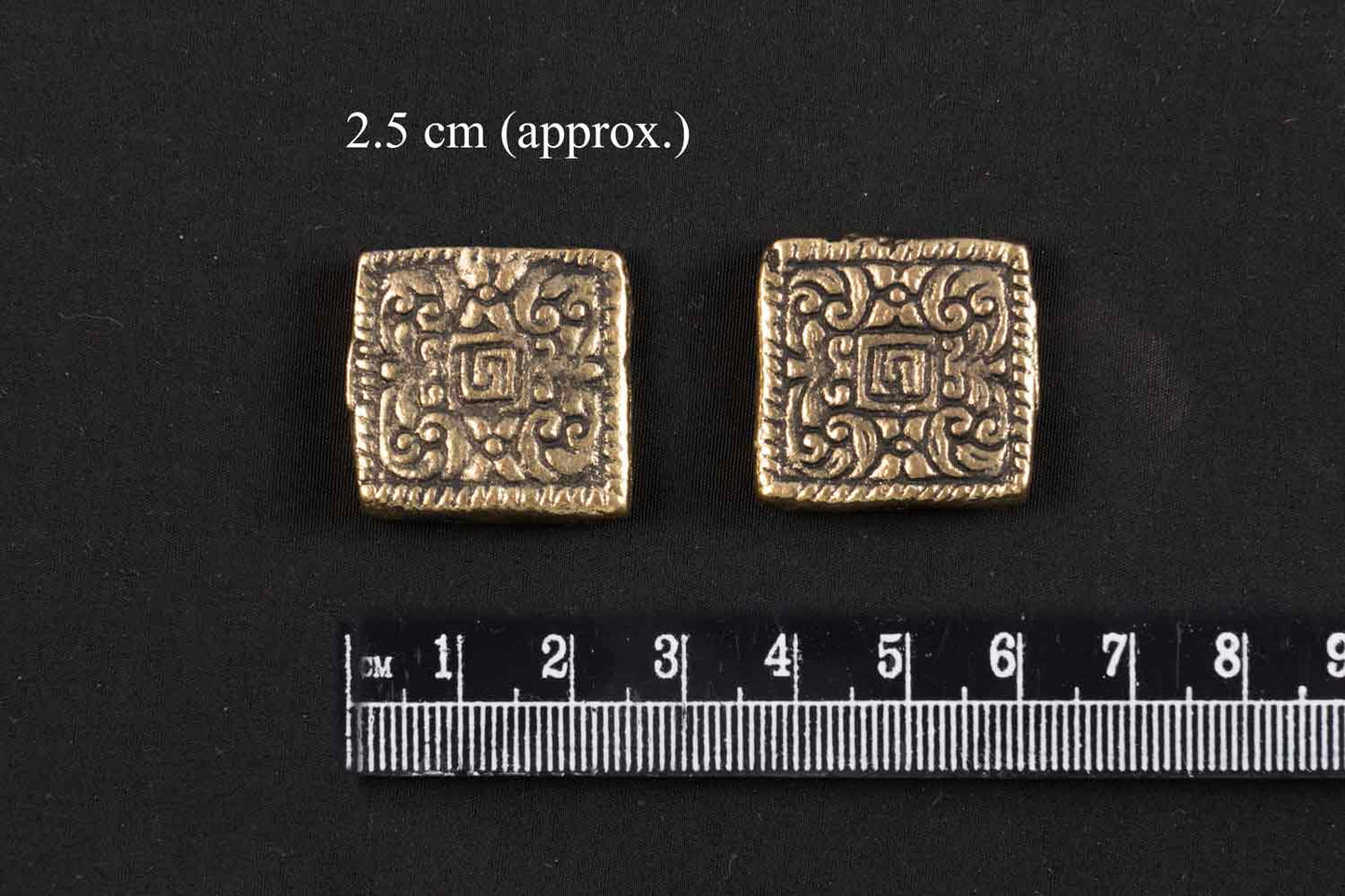 Antique Golden Fancy Square Mehandi Polish Metal Charms Package of 10 Pieces