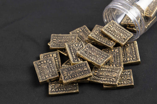 Antique Golden Rectangular Mehandi Polish Metal Charms Package of 10 Pieces