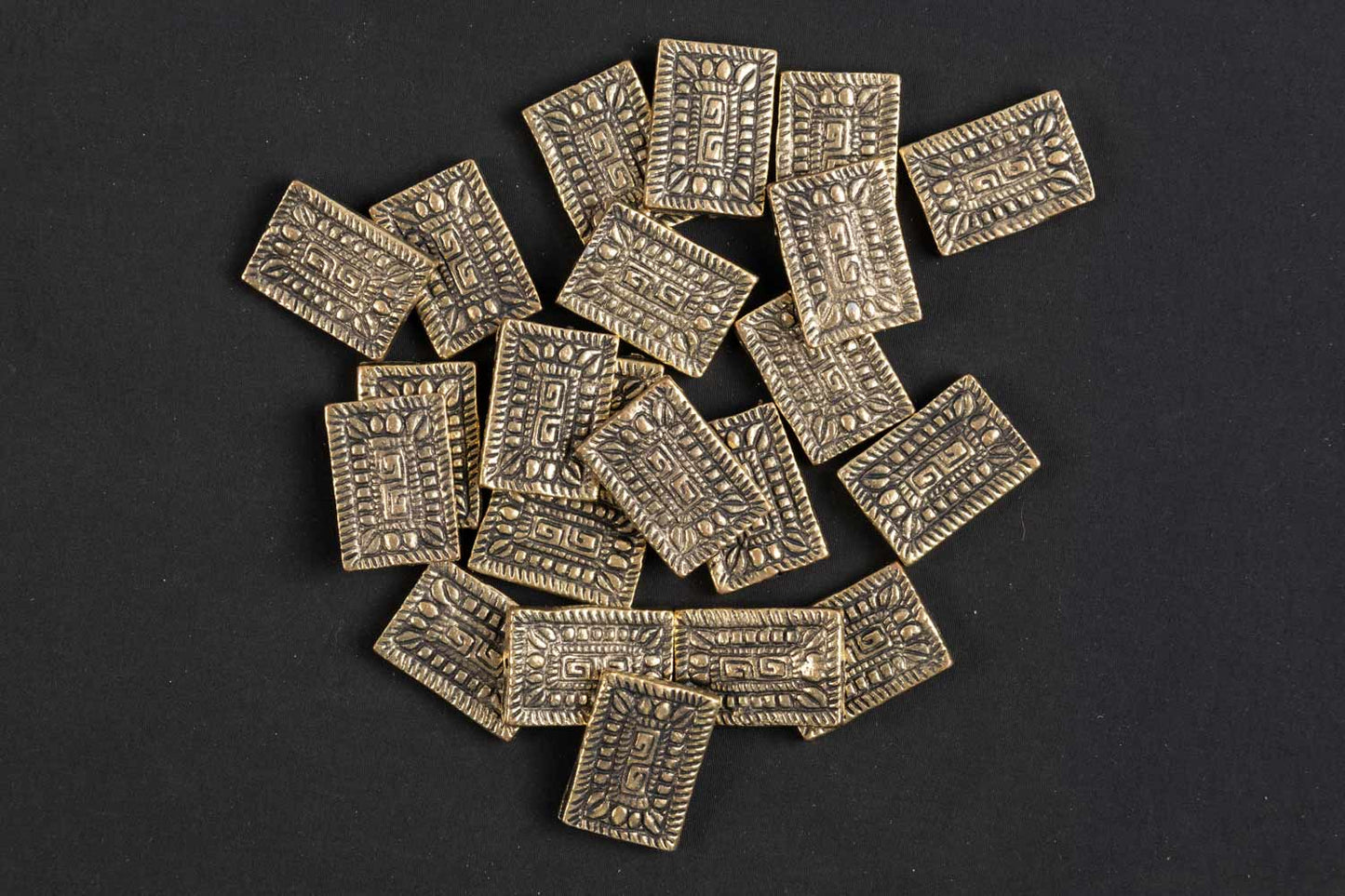 Antique Golden Rectangular Mehandi Polish Metal Charms Package of 10 Pieces