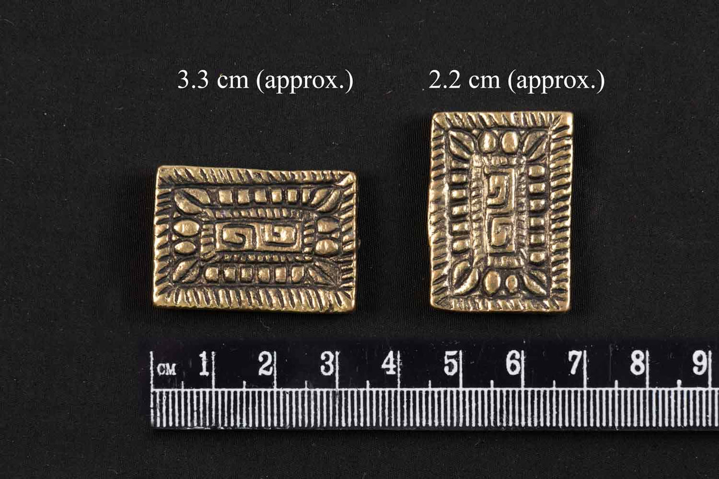Antique Golden Rectangular Mehandi Polish Metal Charms Package of 10 Pieces