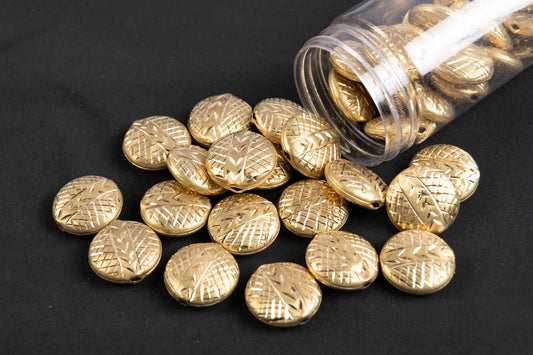 Golden Fancy Round Metal Charms Package of 10 Pieces
