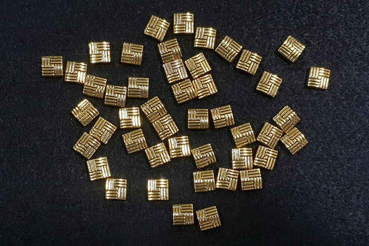 Golden Mehandi Polish Square Shape Metal Charms Package of 100 grams