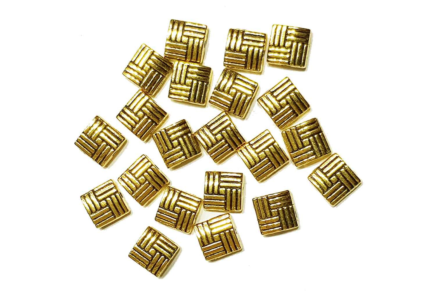 Golden Mehandi Polish Square Shape Metal Charms Package of 100 grams