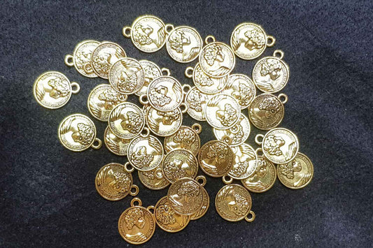 Golden Color Coin Charms Package of 100 grams