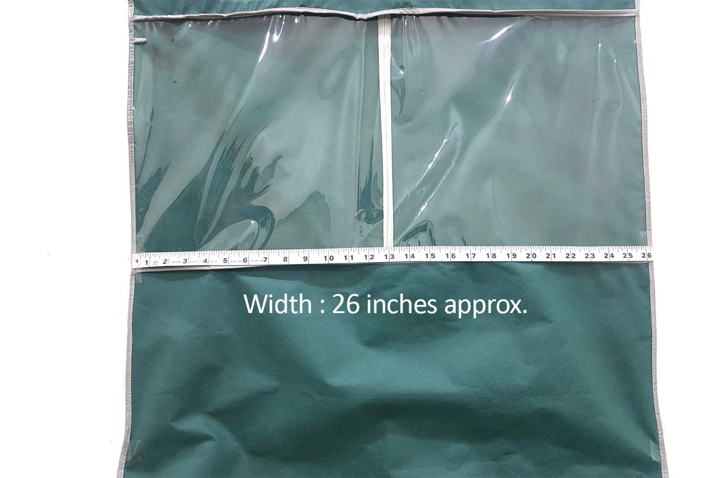 Mohan Shoppe Green Color Non-Woven Wedding Lehenga Gown Long Dress Garment Cover Bags 63" with 12" Gusset with Back Zip pack of 1 piece (Transparent Covering: 12.5 inches approx.)