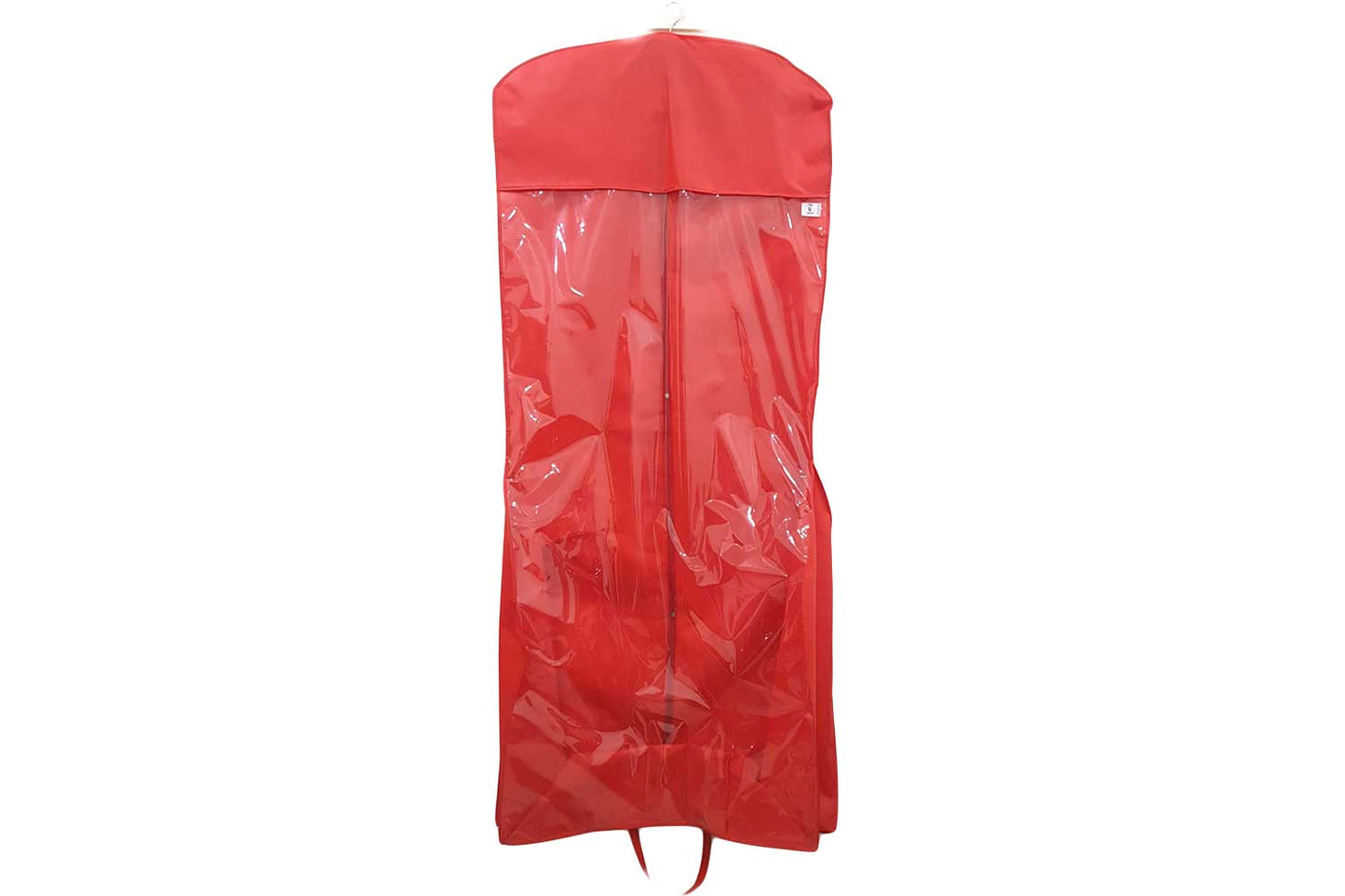 Mohan Shoppe Red Non-Woven Wedding Lehenga Gown Long Dress Garment Cover Bags 63" with 12" Gusset with Back Zip pack of 1 piece (Transparent Covering: 50 inches approx.)