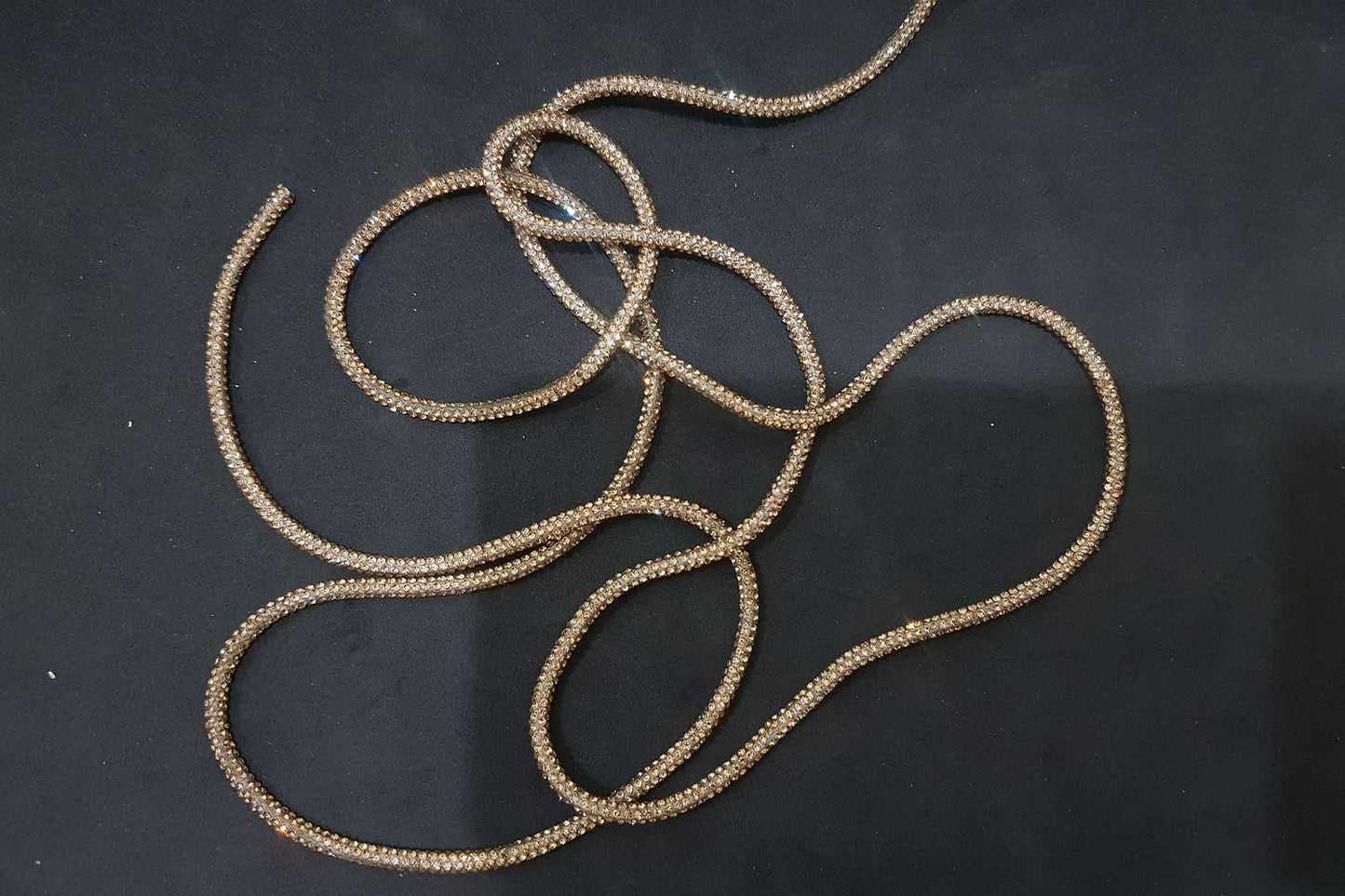 Mohan Shoppe Crystal Rhinestone Shiny Glitter Rope Chain String Rhinestone Cord Trim Package of  1 Meter