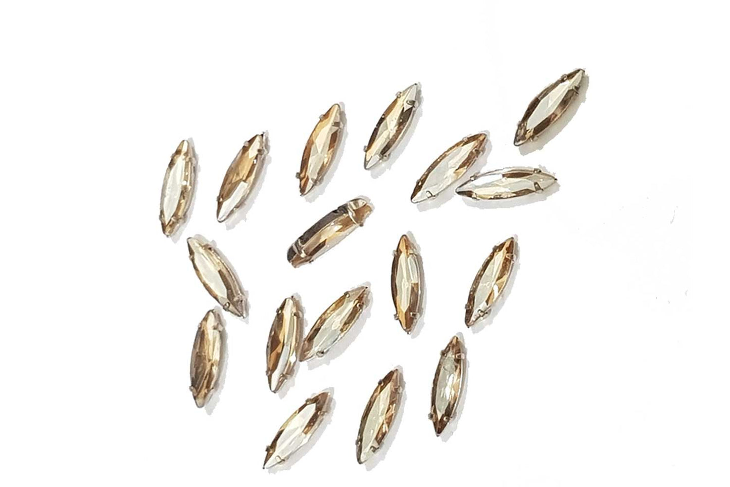 Boat Kishti Eye Shape Sew on Crystal Glass Stones with Clip Frame