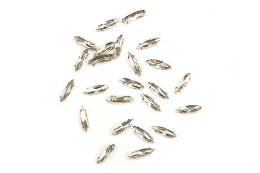 Boat Kishti Eye Shape Sew on Crystal Glass Stones with Clip Frame