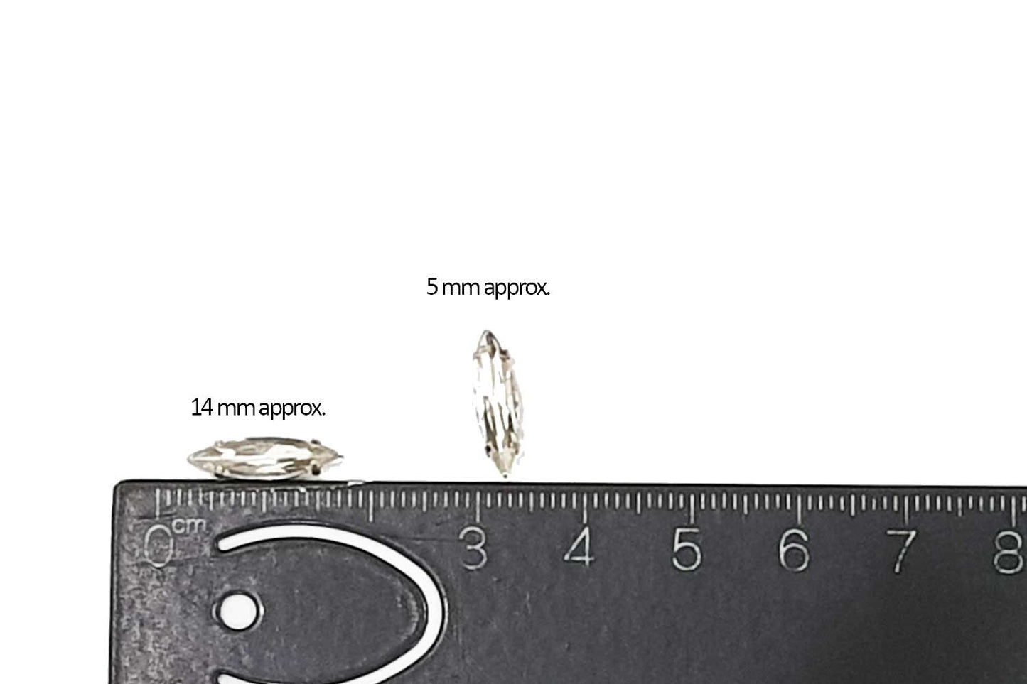 Boat Kishti Eye Shape Sew on Crystal Glass Stones with Clip Frame