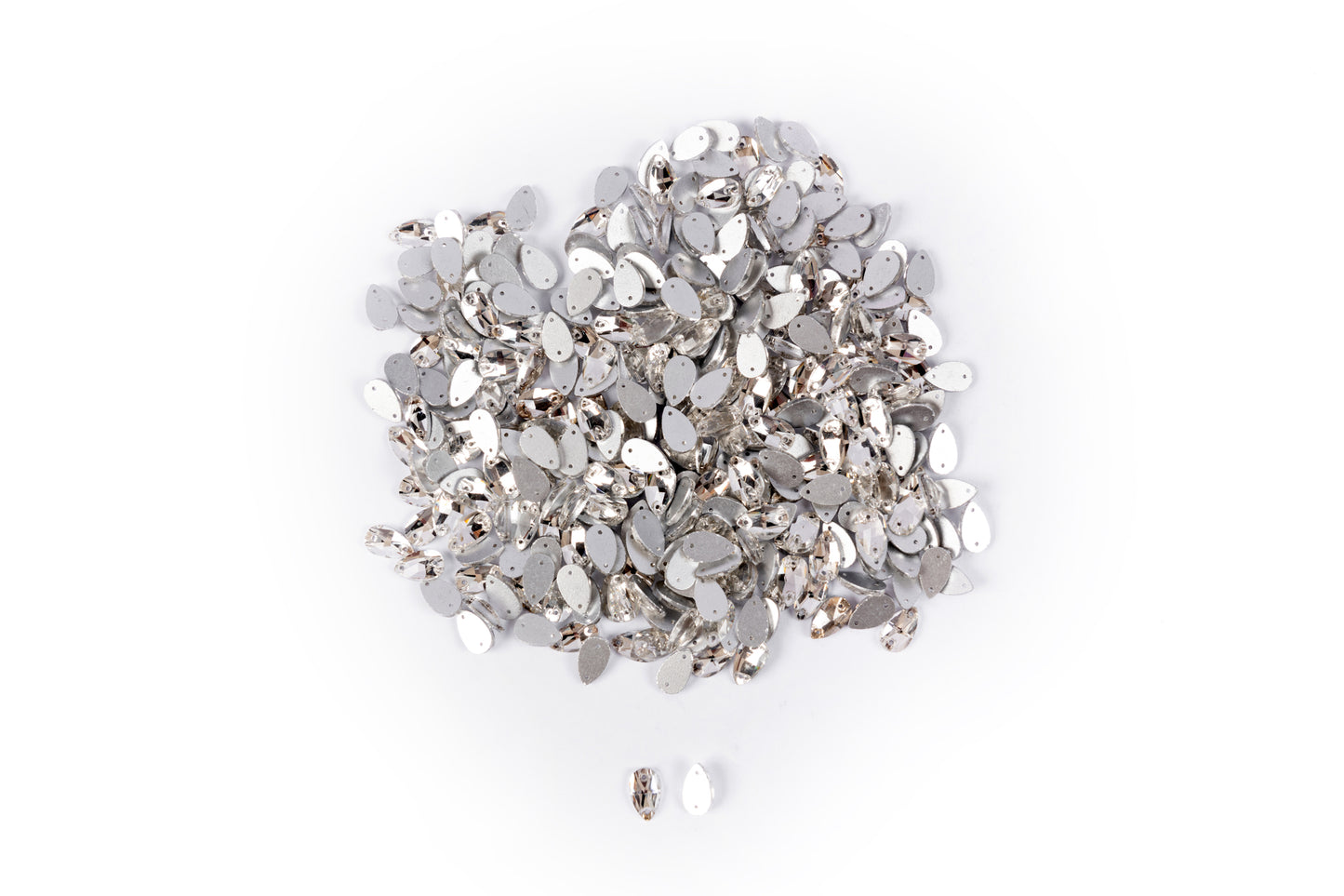 Mohan Shoppe Silver Leaf/Drop Glass Stone Package of 100 Pieces