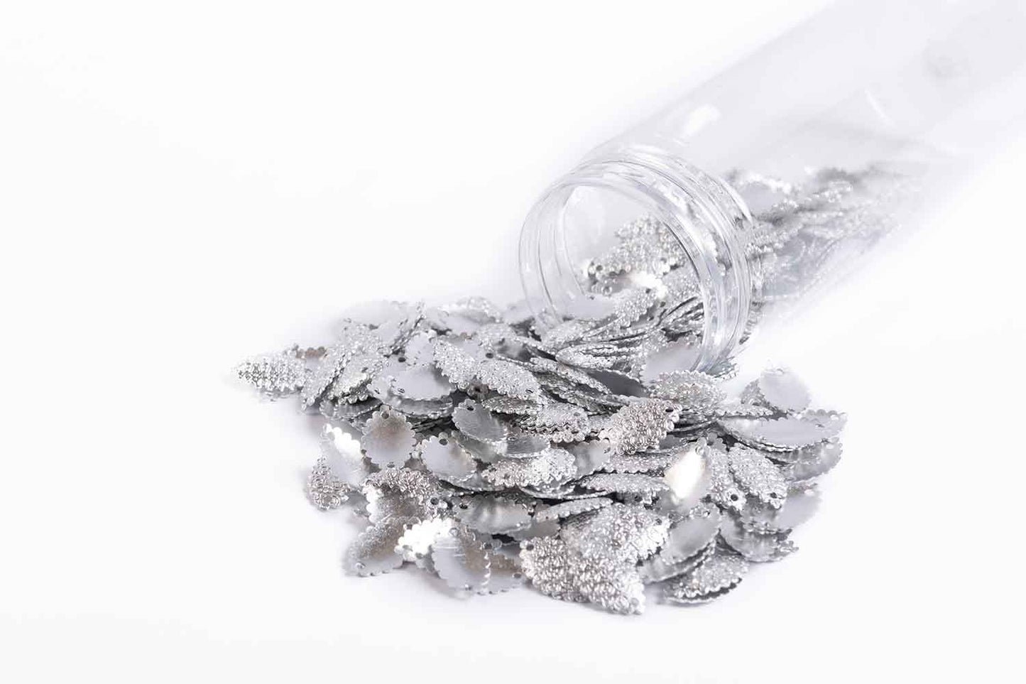 Mohan Shoppe Silver Color Eye Shape Metal Sequins for Craft, Embroidery and Jewelry Making Pack of 50gm