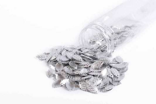 Mohan Shoppe Silver Color Eye Shape Metal Sequins for Craft, Embroidery and Jewelry Making Pack of 50gm