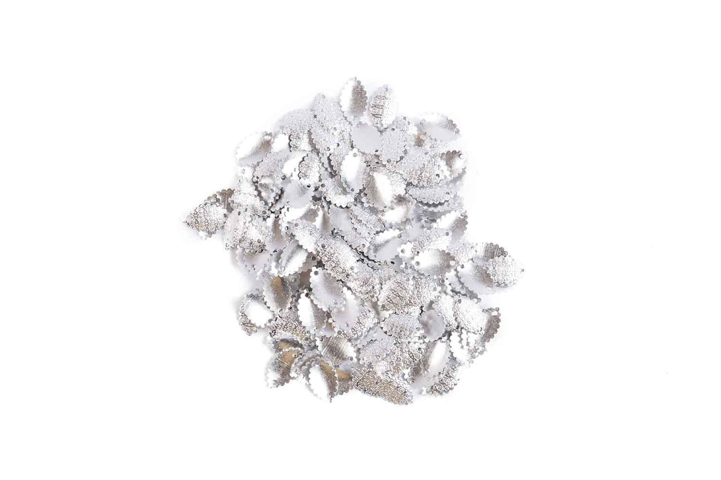 Mohan Shoppe Silver Color Eye Shape Metal Sequins for Craft, Embroidery and Jewelry Making Pack of 50gm
