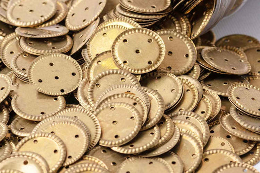 Mohan Shoppe Dull Golden Color Round Shape Metal Sequins for Craft, Embroidery and Jewelry Making 50gm