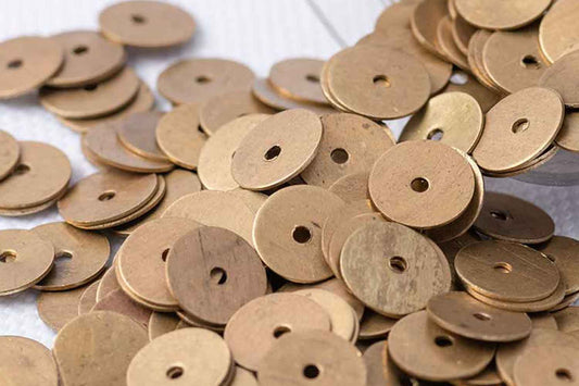 Mohan Shoppe Dull Golden Color Round Shape Metal Sequins for Craft, Embroidery and Jewelry Making 50gm