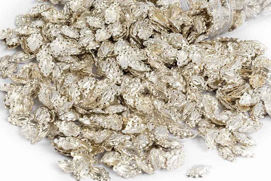 Mohan Shoppe Silver Color Eye Shape Metal Sequins for Craft, Embroidery and Jewelry Making Pack of 50 gm